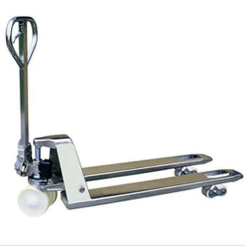 Stainless Steel Hand Pallet Truck - 2500 Kg Capacity, 1150 mm Fork Length, 150 mm/sec Lifting Speed | New Industrial Use, Silver and Gray Color, Nylon Wheels