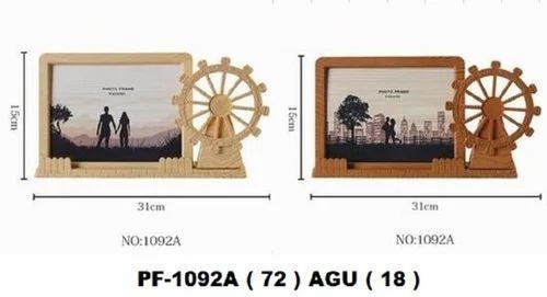 Table Top Plastic Photo Frame - Plastic, 5x7 Inch, Brown Color, Box Packaging | Multicolor, Indian Regional Style, Rectangle Shape