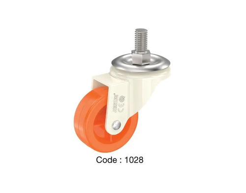 Single Wheel Puff Caster - 70mm Diameter, Stainless Steel 14G Plate Gauge, White Powder Coated Finish | Ideal for Industrial Use, 450kg Load Capacity