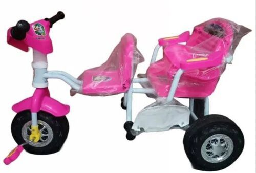 Baby Tricycle - Plastic And Wheel Material, Double Seat Design, Lightweight Portable, Pink And White Color, Easy To Steer, No Batteries Required, Anti-Skid Wheels, Premium Quality ï½ Durable Build, Optimum Performance