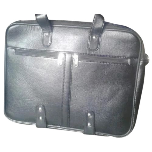 Black Leather Laptop Bag - 21 Kg Capacity, Polished Finish | Attractive Design, Durable & Comfortable, 2 Pockets, 1 Year Warranty