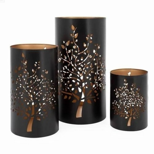 Handmade Candle Holders - Round Black Modern Table Top Design, Perfect for Ceremony or Party Decoration, Holiday Gifts & Home DÃ©cor