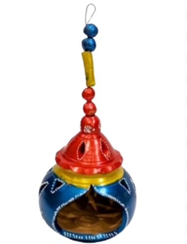 Decorative Clay Hanging Diya - Clay Material, Multicolor Lantern, Printed Pattern | Eco-Friendly, Handmade Artistry, Cultural Significance, Vibrant Hues, Reusable Option, Lightweight Design, Easy to Clean, Indoor Decorative Appeal