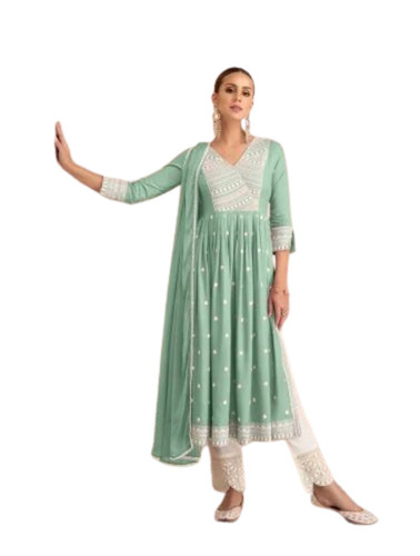 Designer Green Rayon Kurti