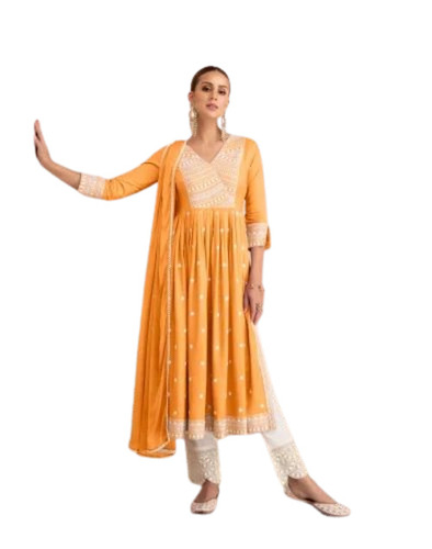 Designer Orange Rayon Kurti