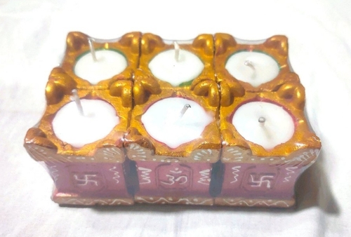 Diwali Tulsi Diya - Clay, 2 Inch | Handmade Artistry, Eco-Friendly Material, Vibrant Multicolor, Decorative Appeal, Reusable Option