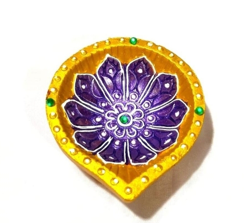 Festival Diwali Diya - Clay, 1.5 Inch | Multicolor, Eco-Friendly Material, Handmade Artistry, Vibrant Hues, Traditional Design, Easy to Clean, Decorative Appeal