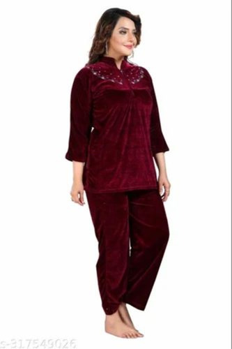Ladies Velvet Night Suit Set