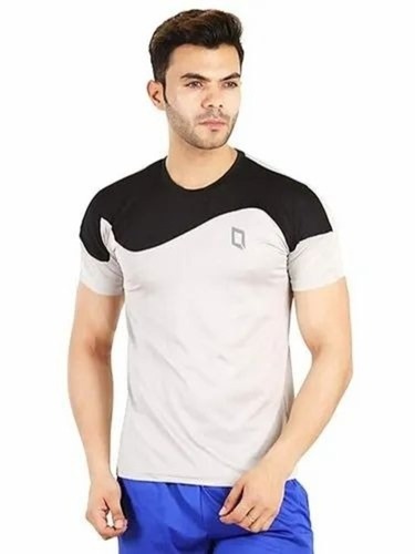 Men Cream Nylon Sports T-Shirts - Size S-XXXL, Half Sleeves, Round Neck | Fit Type: Fit, Ideal for Cricket, Basketball, Kabaddi