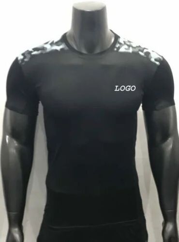 Men's Premium Moisture-Wicking Sports T-Shirts - Polyester, Stretchable Fit, Breathable Material, UV Protection, Anti-Odor, Soft Touch, Athletic Cut, Available in Black