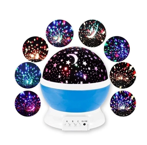 Star Master Lamp - Plastic Round Shape Blue Color | Adjustable Settings USB Powered Night Mode Soothing Ambiance Kid-Friendly Design