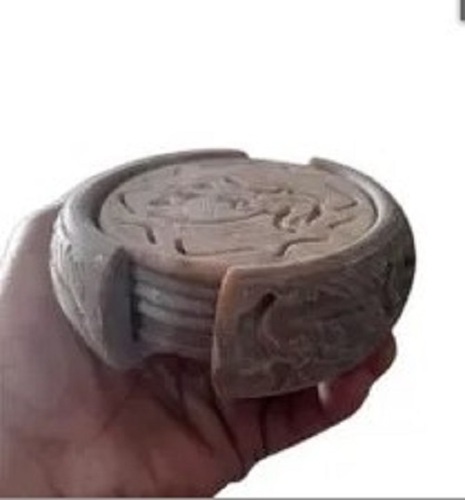 Stone Tea Coaster - White Stone, Various Sizes Available | Lightweight, Set of 6 Round Coasters