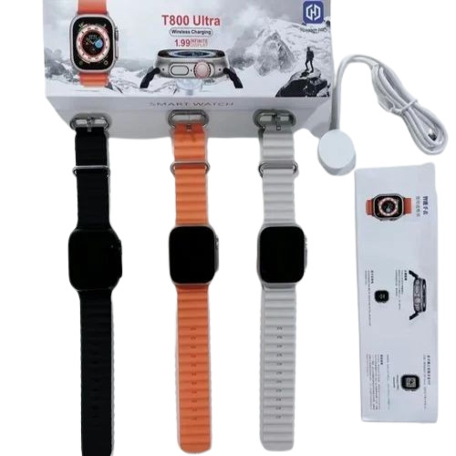 T800 Ultra Bluetooth Smart Watch - Silicone Strap, Square Dial, Digital Display, Silver Body, Unisex Design, Daily Casual Use, Orange Color