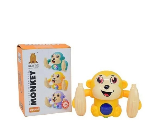 Battery Operated Monkey Toy - Lightweight Plastic, Small Size, Yellow Color | Safe Construction, Rechargeable, Interactive Features, Durable Build, Kid-Friendly