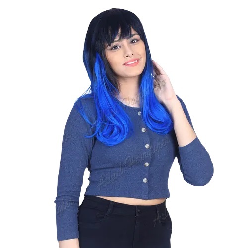 Blue Short Curly Wavy Hair Extension