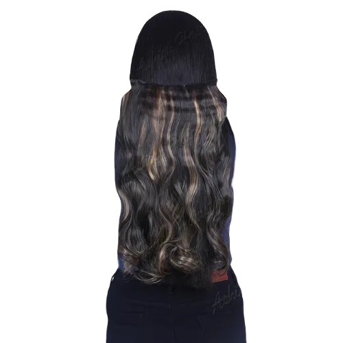 Brown and Black Color Curly Wavy Hair Extension - Synthetic Material Machine Weft Hair Curly Style | Features: Indian Hair Type Poly Bag Packaging