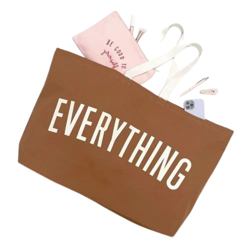 Brown Canvas Tote Bag - Light Weight Washable with Long Handle Strap Attractive Design Customizable Size Open Lock System
