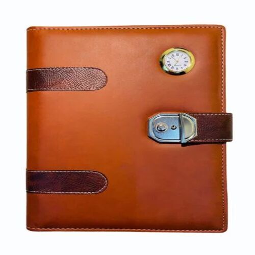 Corporate Diary With Pen Gift Set - PU Leather, A6 Size, Brown, 200 Pages | Eco-Friendly, Bright Pages, Rectangular Shape, Customizable Size