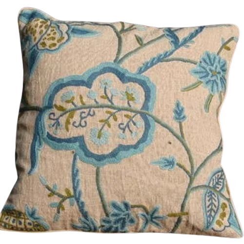 Cushion Covers Crewel Fabric - Square Shape, Durable Crewel Fabric, Elegant Finish, Unique Handcrafted Patterns, Rich Color Contrast, Versatile Use