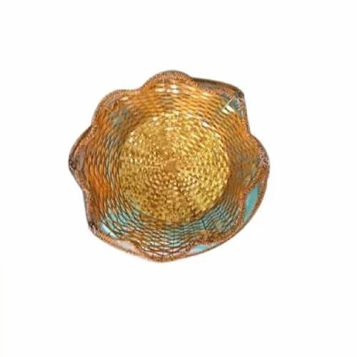 Handmade Wooden Gift Basket - 11 Inch Diameter, Golden Color | Eco-Friendly, Durable Design for Gifting