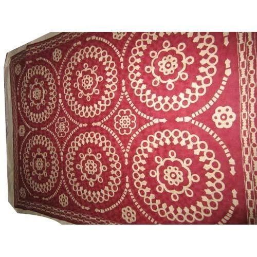 Embroidery Chain Stitch Rug - Premium Handmade Durable Fabric Vibrant Red and White Design Unique Patterns - Eco-Friendly Anti-Slip Texture Stain Resistant Quick Drying