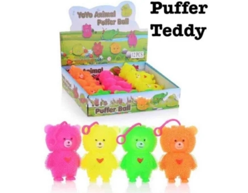 Kids Puffer Teddy Toy - Silicone Material, Portable Size, Multicolor Design | Flexible Movement, Durable Build, Entertaining Play, Promotes Coordination