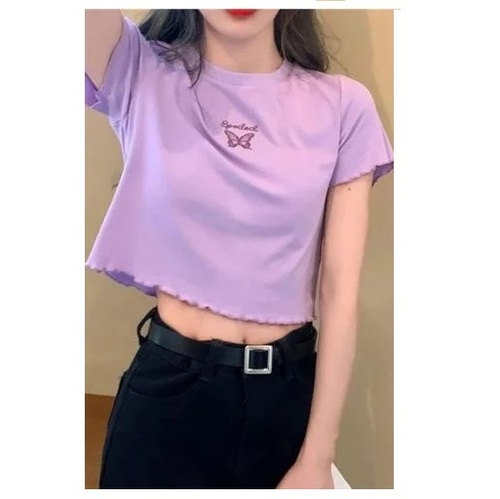 Ladies Printed Cotton Short Crop Top - Slim Fit, Half Sleeve, Round Neck Design for Casual Wear in All Sizes