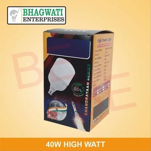 Led Bulb Packaging Box 40W - Corrugated Paper, 119x119x203MM, Matte Finish, Lock Bottom, Rectangular Shape, Industrial Use