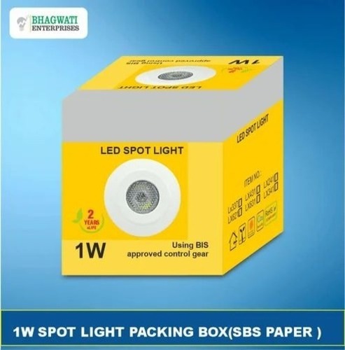 LED Light Packaging Box - SBS Paper with Matte Finish, 45X45X30 MM | Biodegradable, Custom Printed Lock Bottom Design