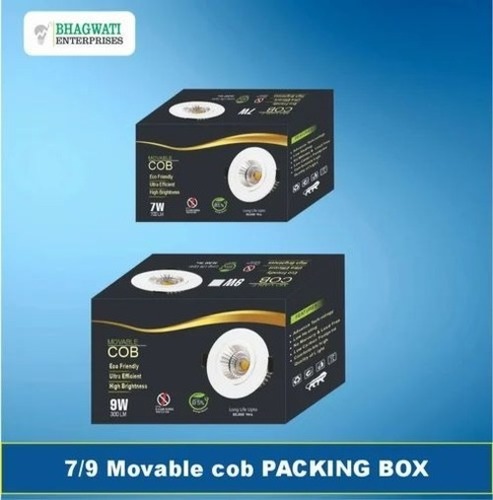 Led Bulb Packaging Box - Corrugated Paper, Rectangular Shape, Multicolor, Gloss Varnish Coated, 9 Watt, Biodegradable | Industrial Light Packaging