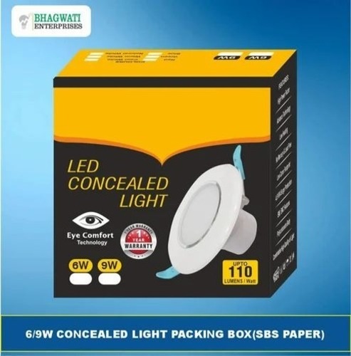 Led Concealed Light Packing Box - SBS Paper, 117x60x118mm, Multi Color, Gloss Varnish, Biodegradable, Moisture Proof, Straight Tuck End Style