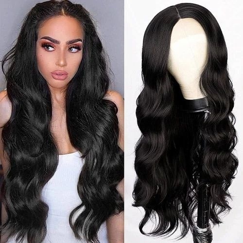 Natural Hair Wigs - Silky Synthetic Hair, Wavy Black Style , Comfortable and Breathable for Versatile Daily Wear