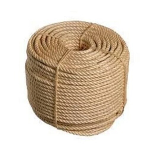 Natural Jute Rope - 3 Ply Strand, 10 mm Diameter, 20 Kg Bundle Weight, Twisted Style, Brown Color