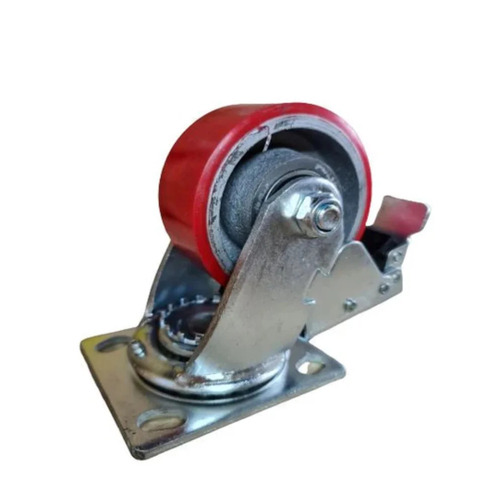 Nylon Swivel Caster Wheel - 2 Inch, 100 kg Load Capacity | Stainless Steel Plate Mounting, Polished Finish, Swivel Movement, Available in Silver, Black, Red