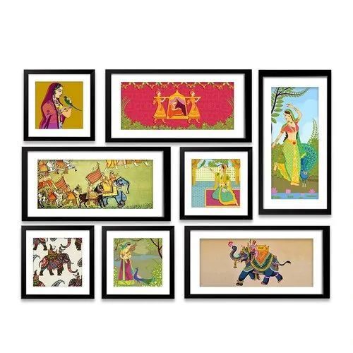 Picture Wall Frame Set - Wood Material 30cm x 30cm & 30cm x 61cm Sizes | Modern Look Fade Resistant Minimalist Style Shatterproof Glass Antique Finish