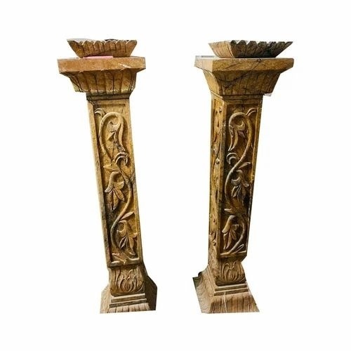 Pillar Shape Brown Marble Water Fountain