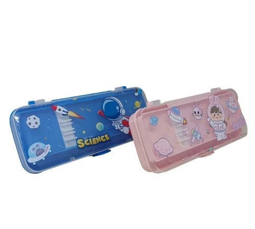 Plastic Transparent Pencil Box - Durable Plastic, Rectangular Shape | Compact Size, Lightweight, Spacious Interior, Kid-Friendly Design, and Stylish Appearance