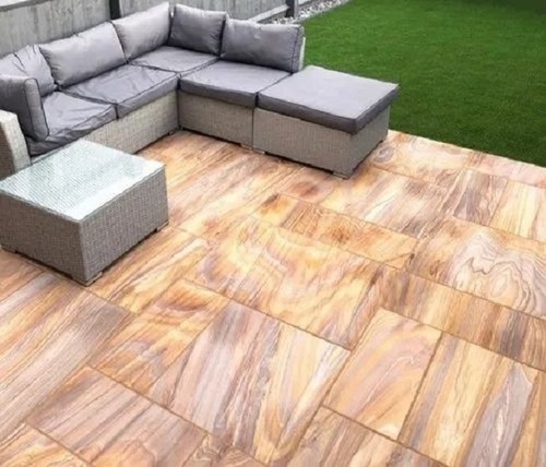 Rainbow Stone Paving Tiles - Natural Rainbow Stone 30x50 cm Multicolour Matt Finish 20 mm Thickness Non-Slip Square Shape Ideal for Exterior Use