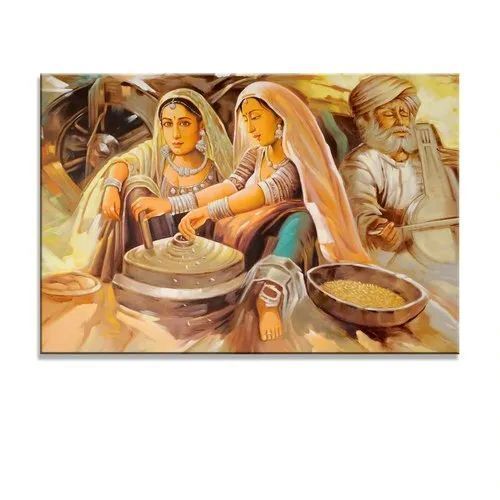 Rajasthani Painting - Hand-Painted on Wood | Premium Quality, Waterproof Finish, Vibrant Colors, Textured Surface, Eco-Friendly Ink, Ready to Hang