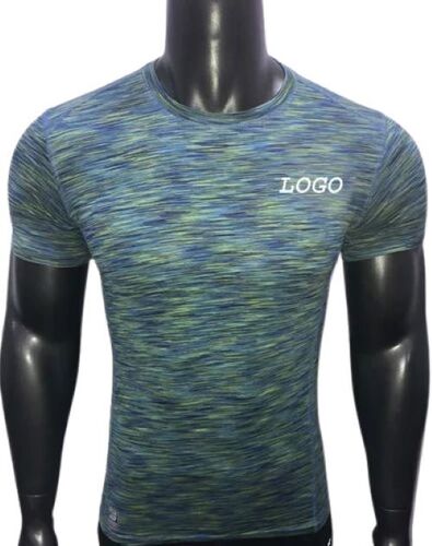 Round Neck Mens Sports T-shirts - Polyester, M-xxxl Plus Size, Green And Blue | Lightweight Feel, Heat Regulation, Minimalist Design, Tagless Design, Four-way Stretch