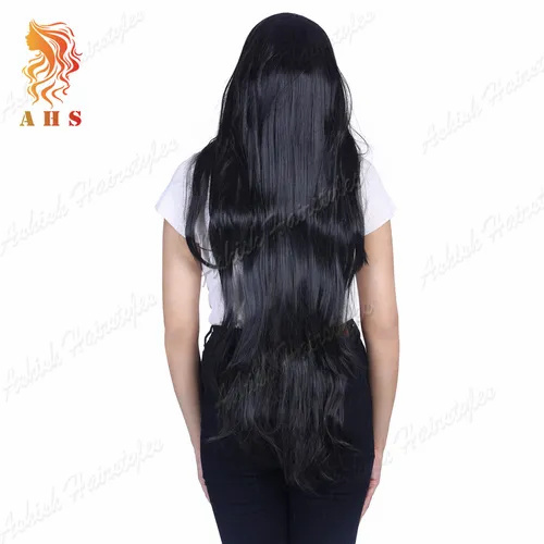 Straight Synthetic Hair Extension - Silky Black, Poly Bag Packaging For Women Wigs, Perfect For Stylish Looks