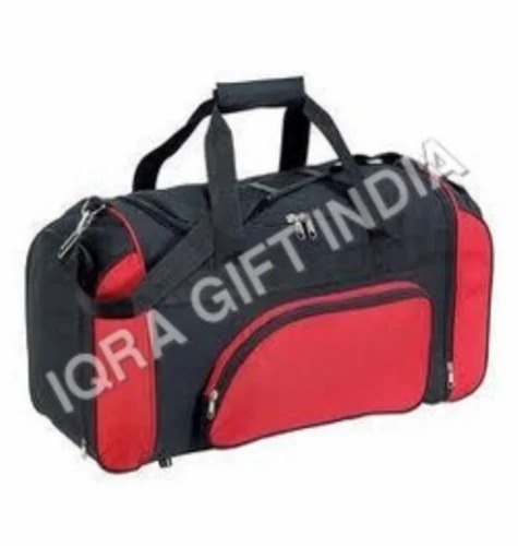 Travel Bag - Polyester, Standard Size, Red & Black Color | Good Quality, Adjustable Strap, Zipper Closure