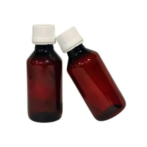 Amber PET Bottle - 100 ml, 25mm Screw Neck - Medical Storage for Syrups, Round Shape, Pharmaceutical Use