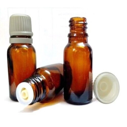 15 Ml Amber Glass Dropper Bottle - 15 Ml Capacity, Screw Type Cap | Amber Color, Round Shape, Ideal for Syrup Storage in Pharmaceutical Use