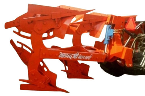 Agriculture Hydraulic Reversible Plough - Metal, 3000X1500X1000 mm, Orange, 15 HP Power, Max Working Depth 16 cm | Ideal for Initial Soil Cultivation