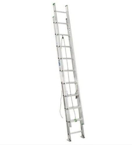 Aluminium Flat Extension Ladder - 20 ft Max Height, 13 ft Working Height - Coated Galvanized Finish, Ideal for Industrial Use in Fire Departments and Furnace Areas