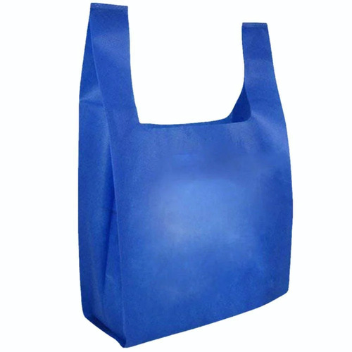 Blue Non Woven U Cut Bag - Durable, Eco-Friendly, For Shopping Application | Stylish Blue Color, U Cut Design with Handles