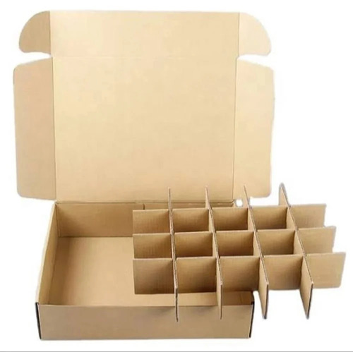 Brown Partition Corrugated Boxes - Kraft Paper, Various Colors, Rectangle Shape | Durable, Eco-Friendly, Ideal for Gift & Crafts Packaging