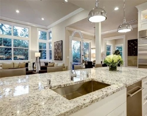 Marble Kitchen Countertop - Polished White Finish | Crack Resistant, Acid Resistant, Water Resistant, Fire Resistant