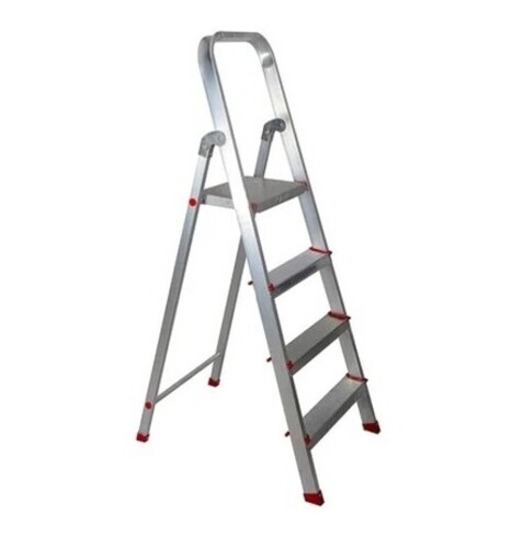 Domestic A Type Ladder - Aluminium, 5x1 Size, Silver Color, Working Height 14m | Durable Step Ladder for Home Use with Enhanced Stability